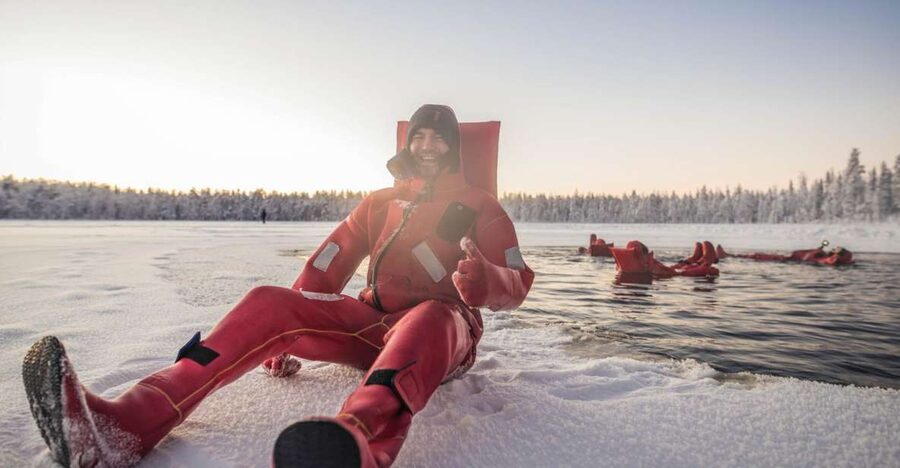 Daytime Ice Floating Rovaniemi, Frozen Lake Experience - What Ice Floating in Rovaniemi Feels Like