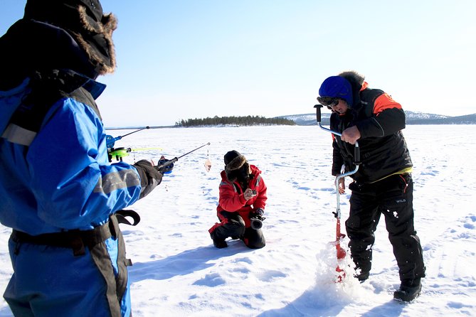 From Ivalo: Ice Fishing Safari to Lake Inari, reindeers & lunch - Lake Inari ice fishing with a pro guide