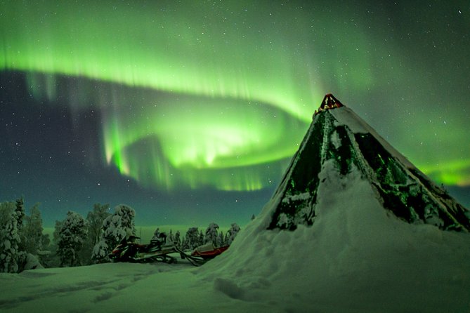 Northern Lights Snowmobile Sleigh Ride - The summit watchtower with 360-degree horizons