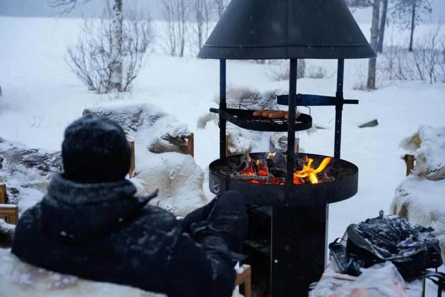 Rovaniemi: Ice Fishing from Private Lakefront Property & BBQ - The Fire, the Hot Drinks, and the BBQ Break