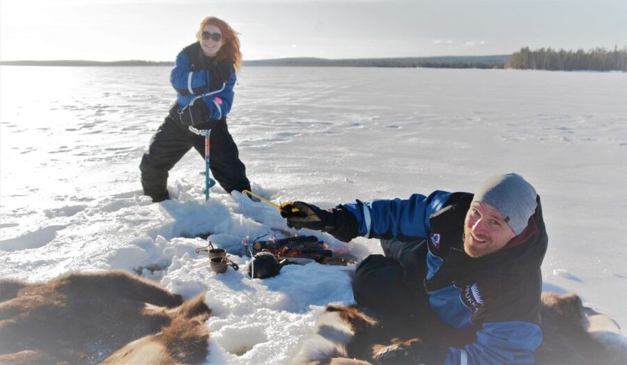 Rovaniemi: Ice-Fishing like a Finn - Fire-side drinks and the snack reality check
