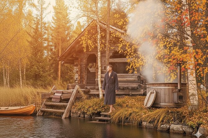VIP SERVICE Traditional Finnish Log Sauna and Food Experience - From Rovaniemi pickup to a lakeside log cabin